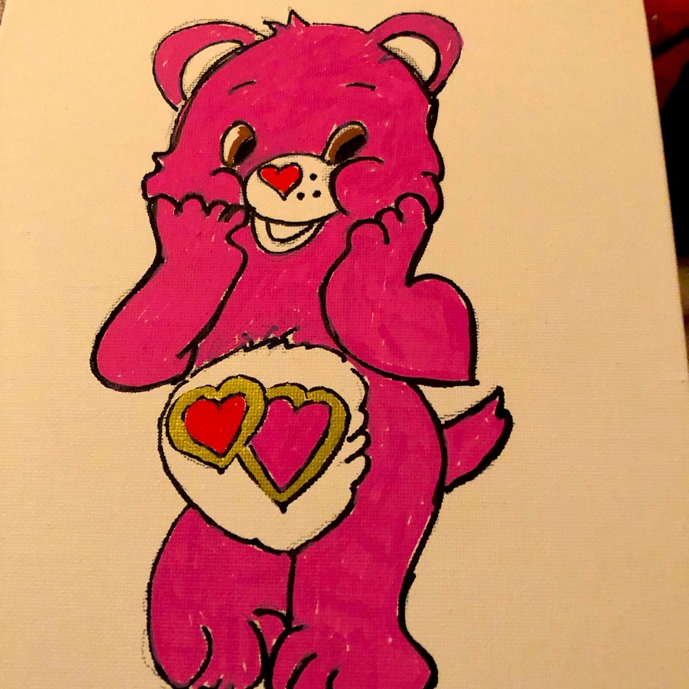Pink bear 8x10 canvas borad